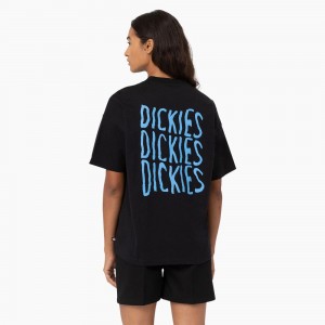 Black Women's Dickies Creswell Graphic T-Shirt | UXP126780