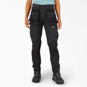 Black Women's Dickies FLEX Relaxed Fit Work Pants | GAN156893