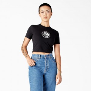 Black Women's Dickies Garden Plain Cropped T-Shirt | AFD210684