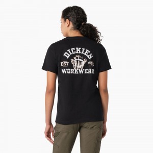 Black Women's Dickies Heavyweight Workwear Graphic T-Shirt | GEH514630