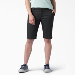 Black Women's Dickies Perfect Shape Straight Fit Bermuda Shorts | FTK915784