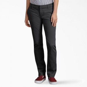 Black Women's Dickies Perfect Shape Straight Fit Pants | QHM971082