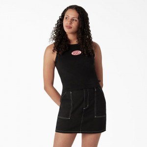 Black Women's Dickies Racerback Cropped Tank Top | REW564870