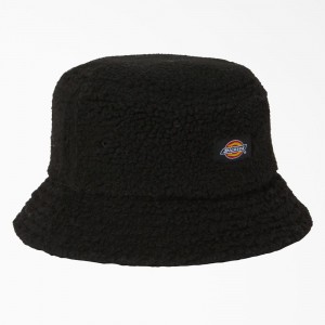 Black Women's Dickies Red Chute Fleece Bucket Hat | IXD042675