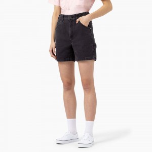 Black Women's Dickies Regular Fit Duck Shorts | IZX429061