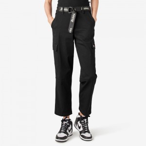 Black Women's Dickies Relaxed Fit Cropped Cargo Pants | HYF041278