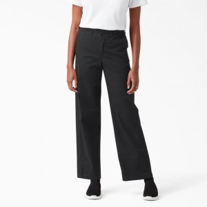 Black Women's Dickies Relaxed Fit Wide Leg Pants | GJR218934