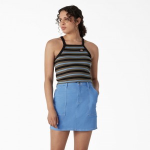 Black Women's Dickies Rib Knit Cropped Tank Top | DFJ830527