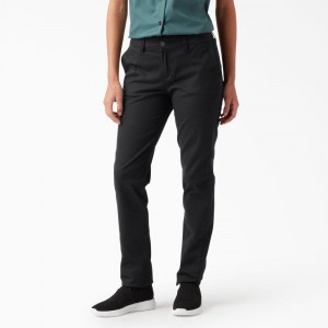 Black Women's Dickies Skinny Twill Pants | FQA094821