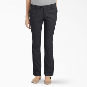 Black Women's Dickies Slim Fit Pants | BYU064759