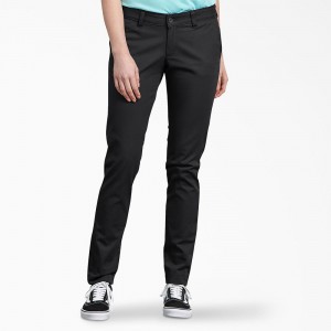 Black Women's Dickies Slim Fit Skinny Leg Pants | PZL902637