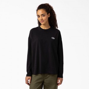 Black Women's Dickies Summerdale Long Sleeve T-Shirt | PGL364951