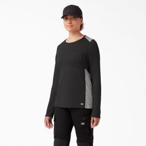 Black Women's Dickies Temp-iQ® 365 Long Sleeve Pocket T-Shirt | RAV032416