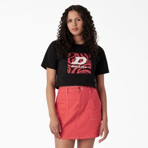 Black Women's Dickies Zebra Graphic Cropped T-Shirt | ODM235487