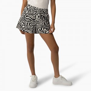 Black Women's Dickies Zebra Regular Fit Print Shorts | JHN210693