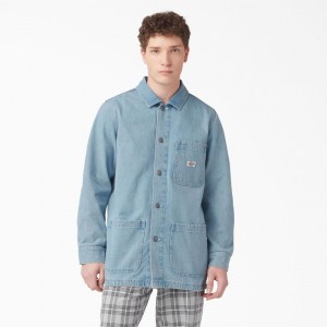 Blue Men's Dickies Denim Chore Jacket | DOL860125