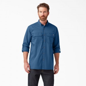 Blue Men's Dickies DuraTech Ranger Ripstop Shirt | BHW319450