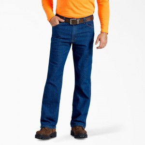 Blue Men's Dickies FLEX Active Waist Relaxed Fit Jeans | NCP234157