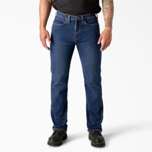 Blue Men's Dickies FLEX Regular Fit 5-Pocket Jeans | XOR362978