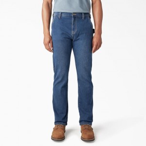 Blue Men's Dickies FLEX Regular Fit Carpenter Utility Jeans | ICS103928