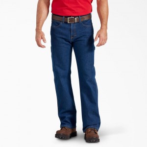 Blue Men's Dickies FLEX Relaxed Fit Carpenter Jeans | XSC217390