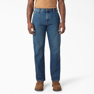 Blue Men's Dickies FLEX Relaxed Fit Carpenter Jeans | RLQ507381