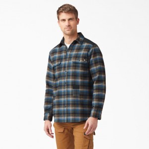 Blue Men's Dickies Heavyweight Brawny Flannel Shirt | UKA456397