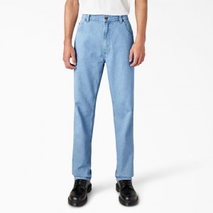 Blue Men's Dickies Houston Relaxed Fit Jeans | EDU698253