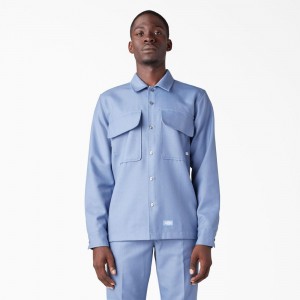 Blue Men's Dickies Premium Collection Boxy Shirt | WIV310748