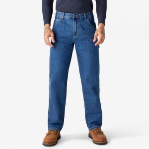 Blue Men's Dickies Relaxed Fit Carpenter Jeans | FHQ803451