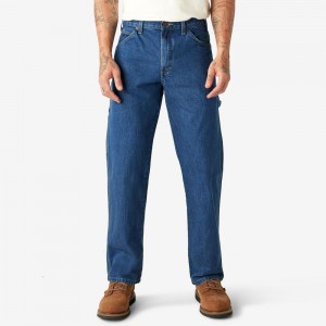 Blue Men's Dickies Relaxed Fit Heavyweight Carpenter Jeans | CSA847695