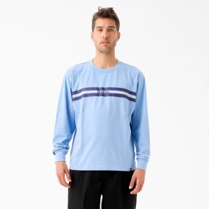 Blue Men's Dickies Tom Knox Long Sleeve T-Shirt | TZD154690