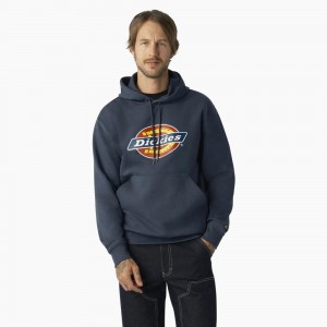 Blue Men's Dickies Water Repellent Logo Hoodie | MSL402957