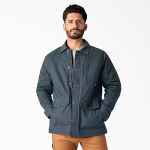 Blue Men's Dickies Waxed Canvas Chore Jacket | NLX402961