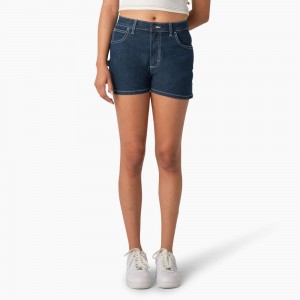 Blue Women's Dickies Carpenter Jean Shorts | SWJ159706