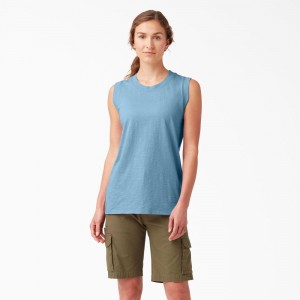 Blue Women's Dickies Classic Tank Top | BPA142089