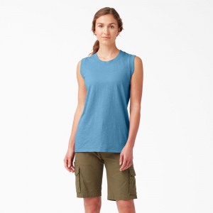 Blue Women's Dickies Classic Tank Top | LED037459