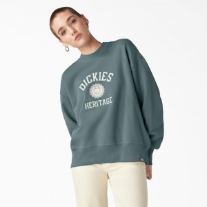 Blue Women's Dickies Oxford Sweatshirt | HTM065937