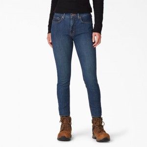 Blue Women's Dickies Perfect Shape Skinny Fit Jeans | PTM963851