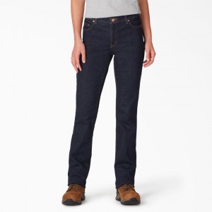 Blue Women's Dickies Perfect Shape Straight Fit Jeans | KAY543712