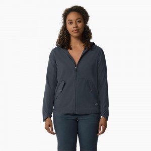 Blue Women's Dickies Performance Hooded Jacket | OVI930856