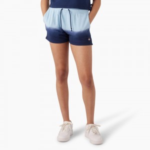 Blue Women's Dickies Relaxed Fit Ombre Knit Shorts | YRM941652