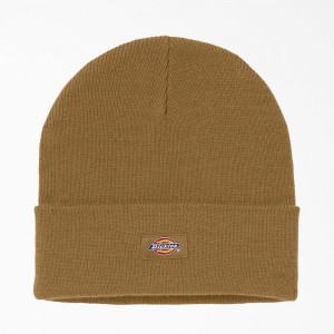 Brown Men's Dickies Cuffed Knit Beanie | UAG951230