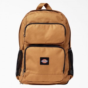 Brown Men's Dickies Double Pocket Backpack | EZG154607