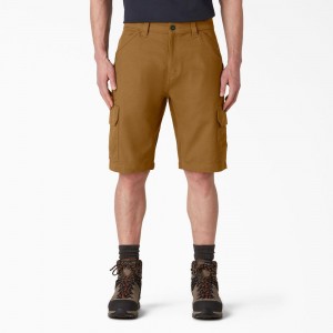 Brown Men's Dickies DuraTech Ranger Relaxed Fit Duck Shorts | TQZ768102