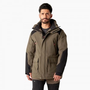 Brown Men's Dickies Insulated Parka Jacket | IOE387065