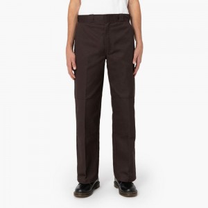 Brown Men's Dickies Loose Fit Double Knee Work Pants | ANO174259