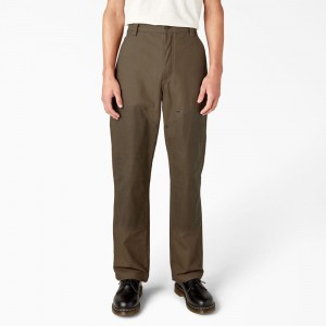 Brown Men's Dickies Lucas Waxed Canvas Double Knee Pants | ZUF045869