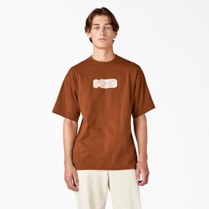 Brown Men's Dickies Paxico Graphic T-Shirt | WLD259807