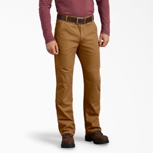 Brown Men's Dickies Regular Fit Duck Double Knee Pants | ZYX587013